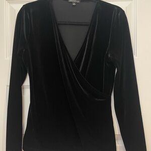 J. Crew Black Velvet Wrap Blouse